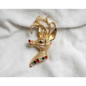 Vintage Reindeer Brooch Avante Christmas Pin